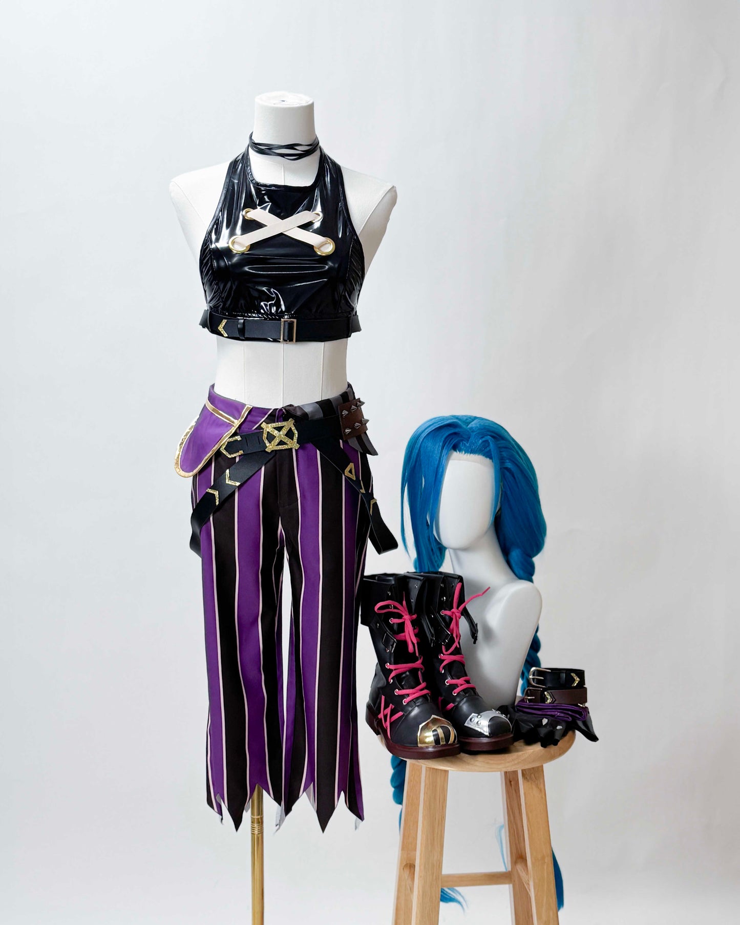 [Cakycos][New] Jinx Arcane League of Legends Cosplay Wholeset Costume Wig - Cakycos