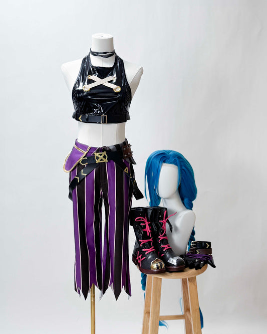 [Cakycos][New] Jinx Arcane League of Legends Cosplay Wholeset Costume Wig - Cakycos