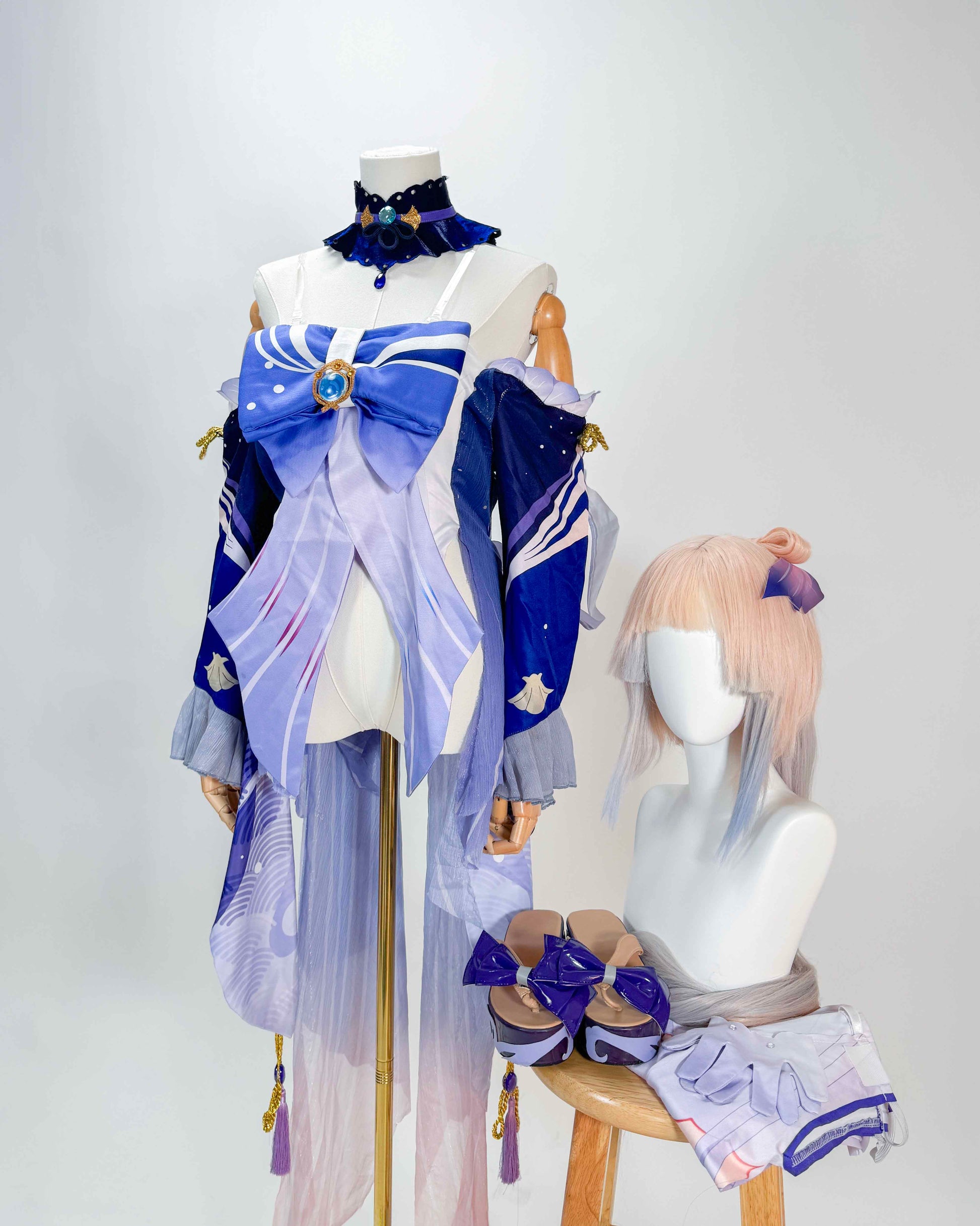 [Cakycos][Rental] Sangonomiya Kokomi Genshin Impact Cosplay Wholeset Costume Wig - Cakycos