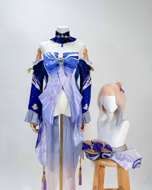 [Cakycos][Rental] Sangonomiya Kokomi Genshin Impact Cosplay Wholeset Costume Wig - Cakycos